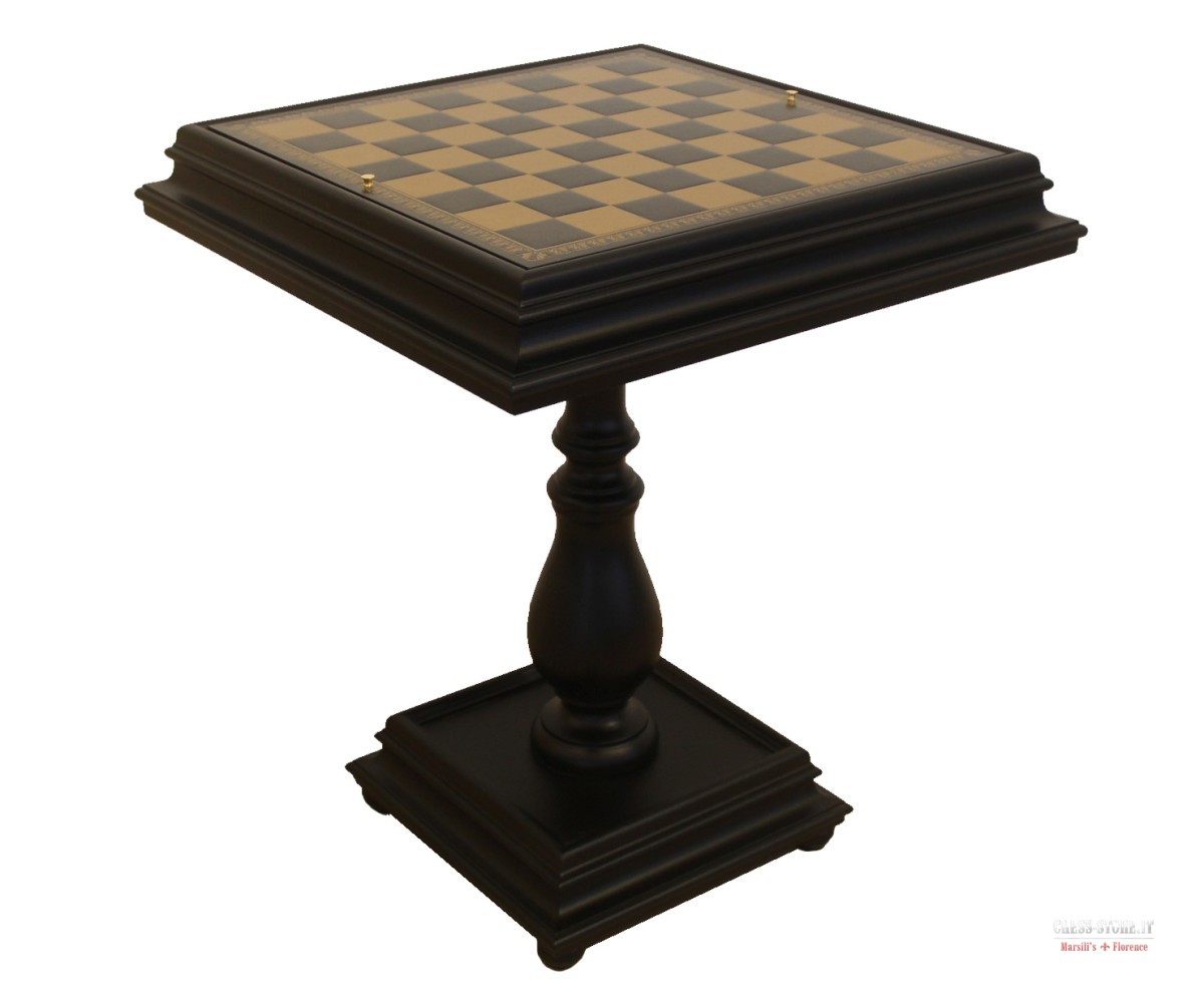 WOODEN BLACK LAQUERED CHESS TABLE WITH LEATHERETTE CHESS BOARD online
